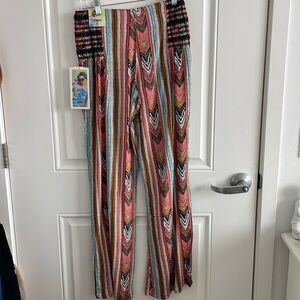 NWT Rewash Women’s Boho Amber Geo Printed Smocked Waist Pants - Size Small